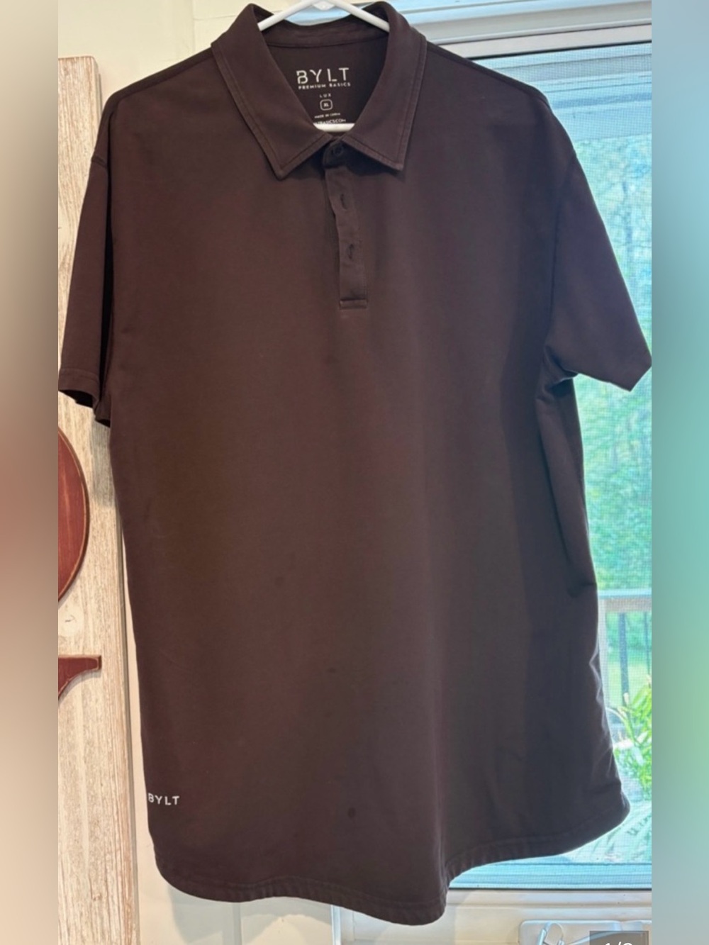 Men’s BYLT Basics, Drop Cut Lux Polo, Brown , Size XL
